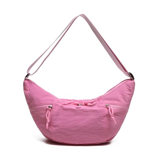JIABAOZ Halbmond Umhängetasche Damen,Hobo Tasche,Nylon Crossbody Bag Damen Mehrere Taschen Schultertasche Mit Verstellbarer Schultergurt,große Kapazität Für Reisen Arbeit Uni (Rosa) von JIABAOZ