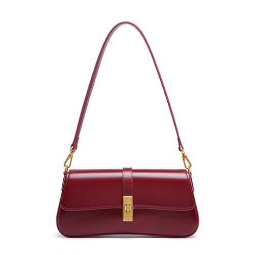 JIABAOZ Handtasche Damen Klein Elegant Schultertasche Damen PU Leder Hobo Bag Y2k Tasche Satteltasche Aesthetic Abendtasche Clutch Mit Reißverschluss Coole Umhängetasche (Burgunderrot) von JIABAOZ
