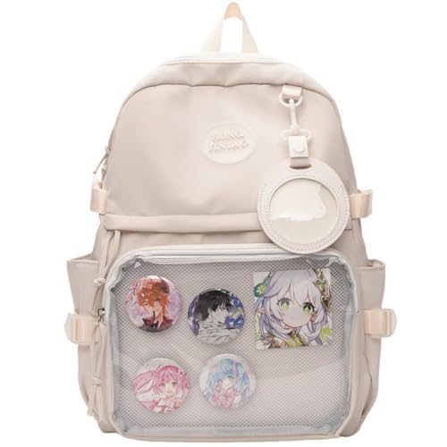 JIABAOZ Reise Ita Mochila Große Kapazität Transparent Mochilas Mujer Schultasche Universitätsstudentenrucksack Preppy Style Rucksäcke (beige) von JIABAOZ