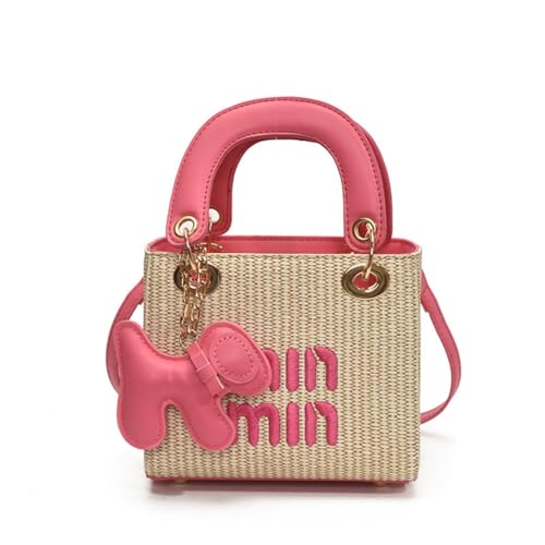 JIABAOZ Strohtasche Damen, Stroh Umhängetasche,Strand Stroh Handtasche, Crossbody Tasche,Kleine Quadratische Tasche,für Damenreisen Und Urlaub von JIABAOZ