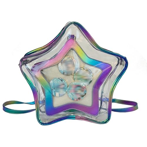 JIABAOZ Transparente Messenger Bag Mit Stern, Große Strandtasche, Wasserdichter Transparenter Regenbogen-Rucksack, Y2K-Stil, Zweiteiliges Set (bunt) von JIABAOZ