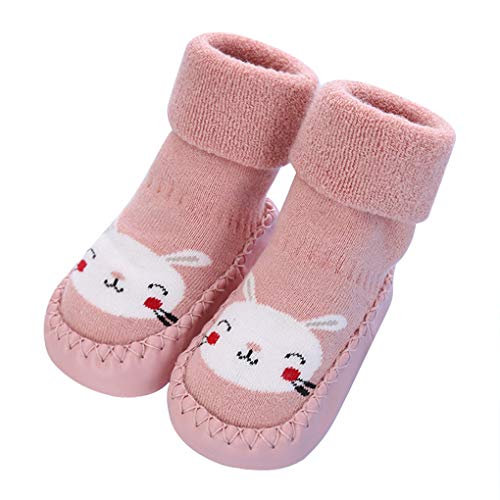 Baby Socken Hüttenschuhe Baumwolle Krabbelschuhe Socken-Schuhe Hausschuhe Anti Rutsch Mädchen Jungen Socken Schühchen Dick Boden Socken Thermosocken Kuschelsocken Lauflernschuhe, 6-12 Monate, 1 Paar von JIAHG