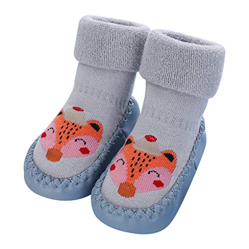 Baby Socken Hüttenschuhe Baumwolle Krabbelschuhe Socken-Schuhe Hausschuhe Anti Rutsch Mädchen Jungen Socken Schühchen Dick Boden Socken Thermosocken Kuschelsocken Lauflernschuhe, 6-12 Monate, 1 Paar von JIAHG