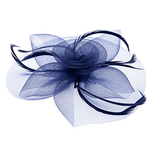 JIAHG Braut Fascinator Blumen Netz Kopfschmuck Damen Haar Clip Hut Feder Haarschmuck Kopfbedeckung für Party Kirche Hochzeit Cocktail von JIAHG