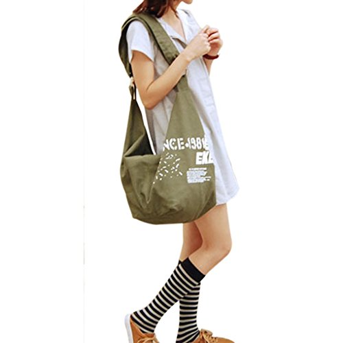 Damen Canvas Umhängetasche Handtasche Mädchen Crossover Bag Schultertasche für Arbeit Alltag Schule Wandern Einkaufen Reise Radfahren von JIAHG