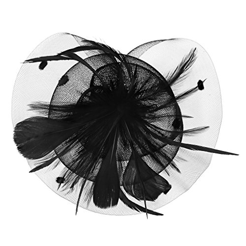 JIAHG Damen Fascinator Hanf Hut atmungsaktiv Braut Feder Blumen Kopfschmücke Brautschmuck Haar Clip Hut für Party Kirche Hochzeit Festival von JIAHG