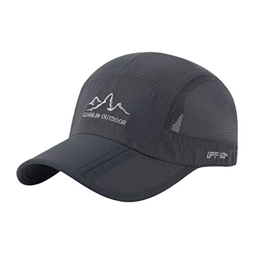 Herren Baseball Cap Sonnenhut schnell-trocknend Baseball Sonnen Sport Cap Baseballmütze Faltbar, Leicht, Verstellbar, Baseballkappe für Draußen, Sport und Reisen von JIAHG