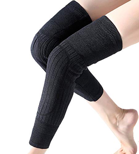 JIAHG Anti-Rutsch Knieschoner Kniewärmer Damen Elastische Kniebandage Winter Warm Knieschützer Thermo Knieorthese für Freizeit und allerlei Sport Fußball Laufen Tanzen Yoga, 1 Paar von JIAHG