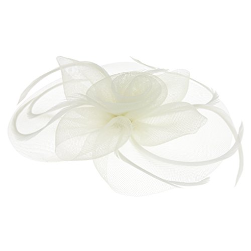 JIAHG Braut Fascinator Blumen Netz Kopfschmuck Damen Haar Clip Hut Feder Haarschmuck Kopfbedeckung für Party Kirche Hochzeit Cocktail von JIAHG