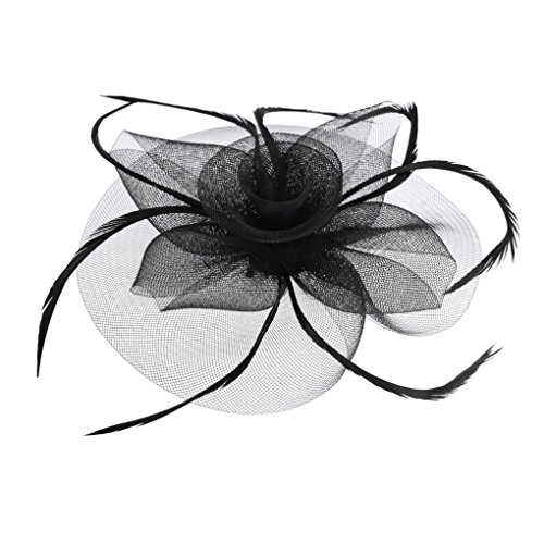Braut Fascinator Blumen Netz Kopfschmuck Damen Haar Clip Hut Feder Haarschmuck Kopfbedeckung für Party Kirche Hochzeit Cocktail von JIAHG