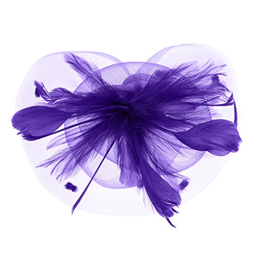 JIAHG Damen Fascinator Hanf Hut atmungsaktiv Braut Feder Blumen Kopfschmücke Brautschmuck Haar Clip Hut für Party Kirche Hochzeit Festival von JIAHG