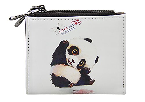 JIAHG Damen kurz Portemonnaie Mädchen PU Leder Geldbörse Geldbeutel mit Cartoon Design Große Kapazität Wallet 2 Klappfach doppel Reißverschluss von JIAHG