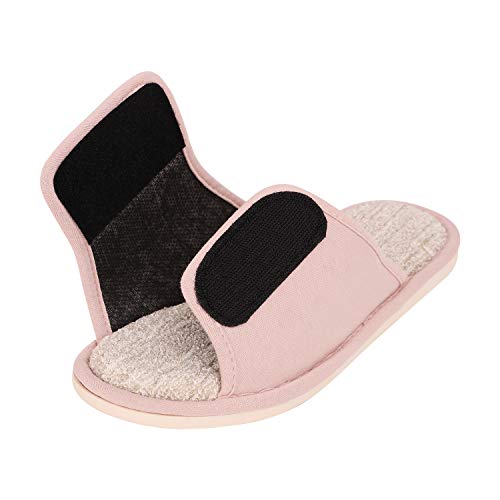 JIAHG Diabetiker Hausschuhe Damen Arthritis à–dem geschwollene Füße Pantoffeln Orthopädische Herren Easy Close Wide Verstellbar rutschfeste Open Toe Slipper,Rosa,36/37 EU (Herstellergröße 37/38) von JIAHG