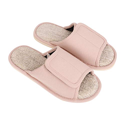 JIAHG Diabetiker Hausschuhe Damen Arthritis à–dem geschwollene Füße Pantoffeln Orthopädische Herren Easy Close Wide Verstellbar rutschfeste Open Toe Slipper,Rosa,36/37 EU (Herstellergröße 37/38) von JIAHG