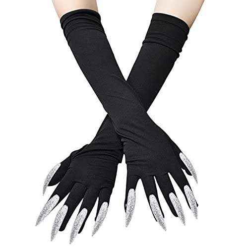 JIAHG Halloween Handschuhe Lange Nagelhandschuhe Kostümhandschuhe mit Nägeln Halloween Cosplay Fingernägel Golves Handschuhe mit Krallen Halloween Cosplay Requisiten von JIAHG