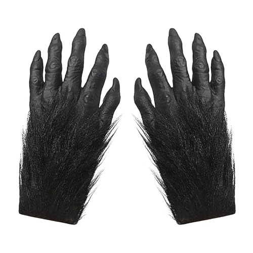 JIAHG Halloween-Horror-Handschuhe, unheimliche Latex-Werwolf-Handschuhe, schreckliche Geisterkrallen, perfekt für Erwachsene gruselige Kostümparty, Schwarz, Medium JIAHG Halloween-Horror-Handschuhe, unheimliche Latex-Werwolf-Handschuhe, schreckliche Geisterkrallen, perfekt für Erwachsene gruselige Kostümparty, Schwarz, Medium von JIAHG
