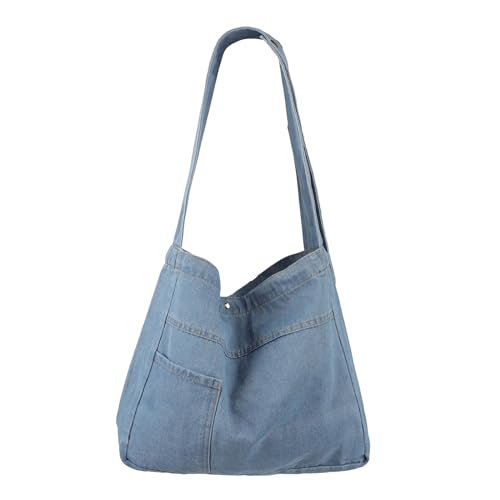 JIAHG Handtasche Damen Umhängetasche Denim Taschen Tote Bag Groß Shopper Schultertasche Casual Crossbody Bag für Schule Büro Arbeit Einkauf Reisen von JIAHG