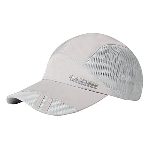 JIAHG Herren Baseball Cap Sonnenhut schnell-trocknend Baseball Sonnen Sport Cap Baseballmütze Faltbar, Leicht, Verstellbar, Baseballkappe für Draußen, Sport und Reisen, Hellgrau, Einheitsgröße von JIAHG