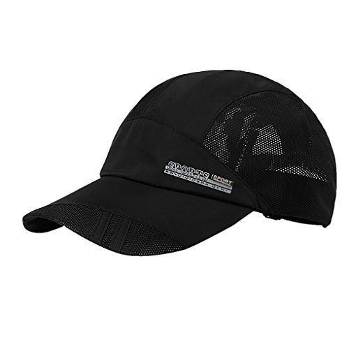 JIAHG Herren Baseball Cap Sonnenhut schnell-trocknend Baseball Sonnen Sport Cap Baseballmütze Faltbar, Leicht, Verstellbar, Baseballkappe für Draußen, Sport und Reisen, Schwarz, Einheitsgröße von JIAHG