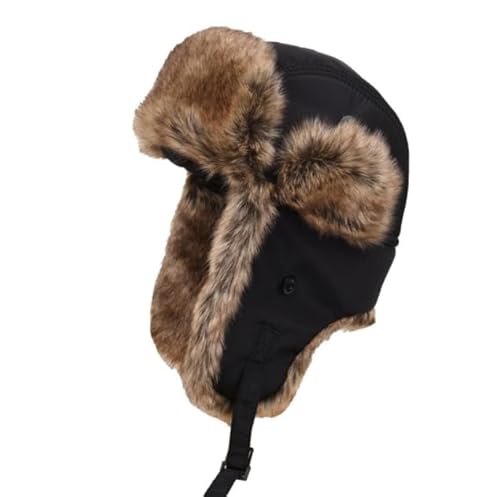 JIAHG Herren Winter Fliegermütze Trappermütze Winddicht Warm Wintermütze mit Ohrenklappen Männer Baseball Cap Bombermütze Russenmütze für Snowboarden Skaten Radfahren von JIAHG