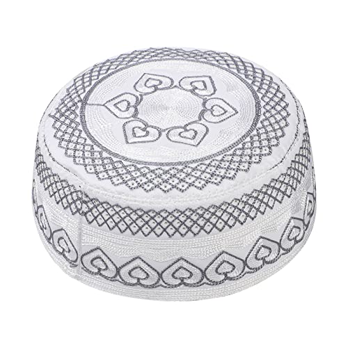 JIAHG Männlicher muslimischer Gebetshut Hut Herren Stickerei Muslim Islam Mütze Bestickte Gebetshut Muslim Kopfbedeckung Kufi Hut Islamische Kappe Gebetsmütze für Ramadan Deko von JIAHG