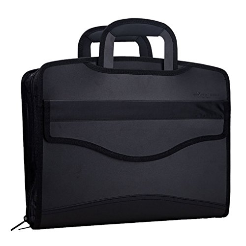 JIAHG Multifunktionale Konferenzmappe Aktentasche Tagungsmappe mit Reißverschluss Handtasche Notebooktasche Dokumentenmappe Aktenmappe für Geschäftsleute schwarz von JIAHG