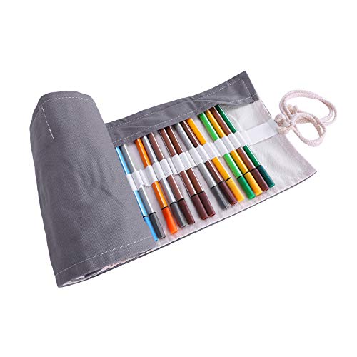 JIAHG Stifterolle Stifteetui für 72 Buntstifte und Bleistifte Canvas Roll-up Federmappe Rollentasche Schlamperrolle Mäppchen für Reisen Schule Büro und Kunst (Keine Stifte im Lieferumfang) von JIAHG