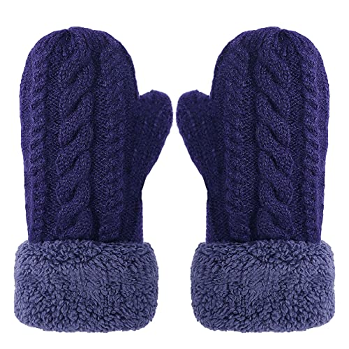 JIAHG Super Dicke gestrickt Handschuhe Damen Mädchen Fäustlinge Winterhandschuhe Fausthandschuhe Sporthandschuhe (Blau) von JIAHG