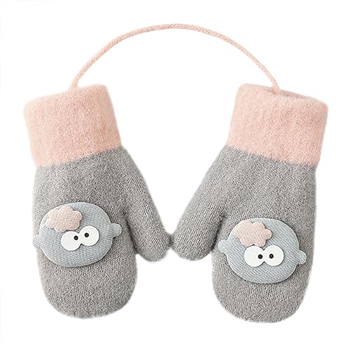 JIAHG Unisex Kinder Fäustling Baby Winter Handschuhe Gloves Fausthandschuhe Halshandschuhe Dicke Warm Strickhandschuhe Kinder Skihandschuhe Laufhandschuhe mit schnur von JIAHG