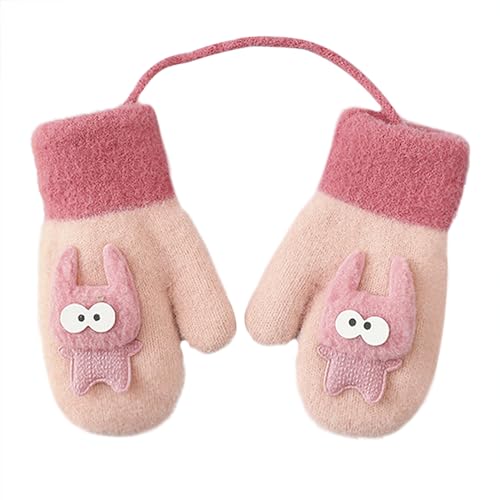 JIAHG Unisex Kinder Fäustling Baby Winter Handschuhe Gloves Fausthandschuhe Halshandschuhe Dicke Warm Strickhandschuhe Kinder Skihandschuhe Laufhandschuhe mit schnur von JIAHG
