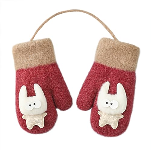 JIAHG Unisex Kinder Fäustling Baby Winter Handschuhe Gloves Fausthandschuhe Halshandschuhe Dicke Warm Strickhandschuhe Kinder Skihandschuhe Laufhandschuhe mit schnur von JIAHG