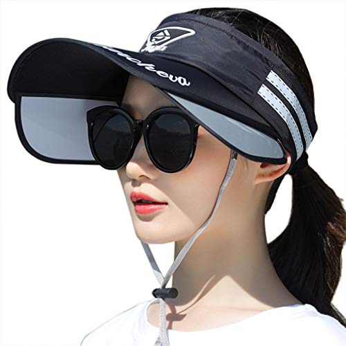 JIAHG Damen Sonnenhut mit großer Krempe Faltbar Sun Visor Cap Hüte Frauen Sommer Strohhut Sonnenblende Sonnenschild Sport Strand Hut Sommerhut für Strand Golf von JIAHG