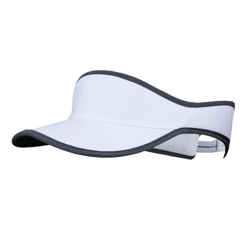 JIAHG Unisex Visor Cap Schnell trocknende Sonnenhut Sommerhut Damen Ultraleicht Visier Laufvisier Herren Laufmütze Golfmütze Sport Schirmmütze Sonnenvisor (DE/NL/SE/PL, Numerisch, 48, 62, Weiß) von JIAHG