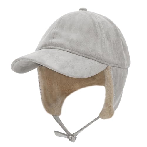 JIAHG Unisex Winter Baseball Cap Baseballmütze Winddicht Wintermütze Schirmmütze mit Ohrenschutz Herren Baumwolle Mütze Baseballkappe Earflap Cap Golf Cap Fliegermütze für Skifahren (Beige) von JIAHG