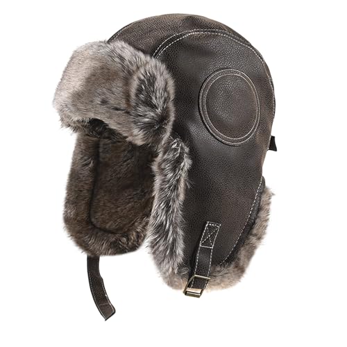 JIAHG Unisex Winter Fliegermütze Trappermütze Winddicht Wintermütze Fellmütze Warm Bombermütze Russenmütze Bomber Aviatormütze für Snowboarden Skaten Radfahren von JIAHG