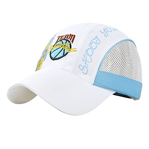 Kinder Baby Baseball Cap Baseballmütze Verstellbar Babymütze Schirmmütze Schiebermütze schnell-trocknend Baseball Kappen Sport Cap Sonnenhut Sommerhut für Jungen Mädchen (5-10 Jahren, weiß) von JIAHG