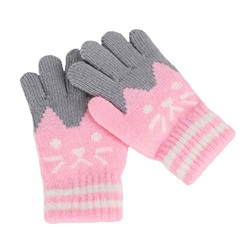 Kinder Fingerhandschuhe Herbst Winter Warm Handschuhe Fäustlinge mit Plüsch Futter Süß Gloves Skihandschuh, 3-8 Jahre alt, Skifahren Snowboarding Spielen Laufen Bedarf von JIAHG