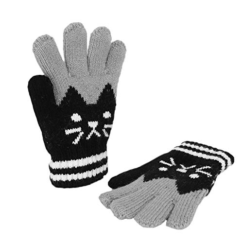 Kinder Fingerhandschuhe Winter Warm Handschuhe Fäustlinge Kinder Strickhandschuhe Süß Gloves Skihandschuhe, 3-8 Jahre alt, Mädchen Vollfinger Handschuhe von JIAHG