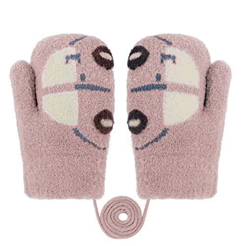 Kinder Winter Handschuhe Baby Fäustlinge Mädchen Fausthandschuh Halshandschuhe Themohandschuhe Gloves Gestrickte Handschuhe für 1 2 3 4 5 6 Jahre Jungen Mädchen Warme Strickhandschuhe mit schnur von JIAHG