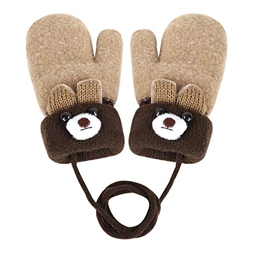 Kinder Winter Handschuhe Fäustlinge Baby Cartoon Fausthandschuhe Halshandschuhe Dicke Doppelt Strickhandschuhe Niedliche Fuchs Handschuhe, 1-3 Jahre alt, Spielen, Laufen, Skifahren Bedarf von JIAHG