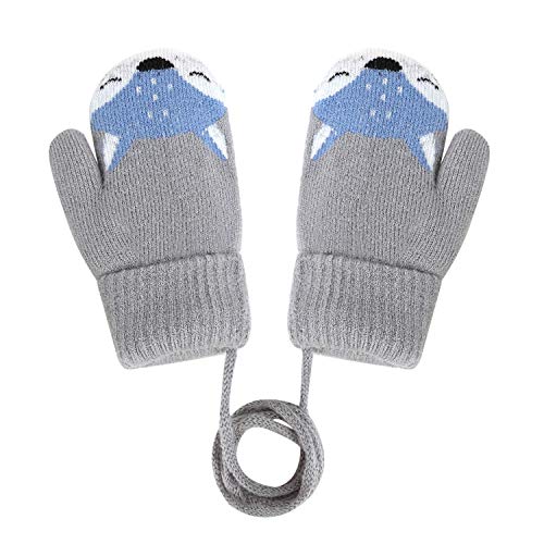 Kinder Winter Handschuhe Fäustlinge Baby Cartoon Fausthandschuhe Halshandschuhe Dicke Doppelt Strickhandschuhe Niedliche Fuchs Handschuhe, 1-3 Jahre alt, Spielen, Laufen, Skifahren Bedarf von JIAHG