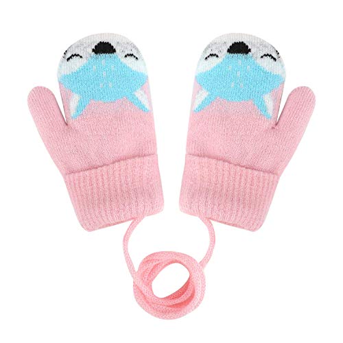 Kinder Winter Handschuhe Fäustlinge Baby Cartoon Fausthandschuhe Halshandschuhe Dicke Doppelt Strickhandschuhe Niedliche Fuchs Handschuhe, 1-3 Jahre alt, Spielen, Laufen, Skifahren Bedarf von JIAHG