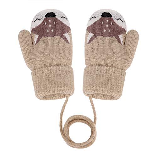 Kinder Winter Handschuhe Fäustlinge Baby Cartoon Fausthandschuhe Halshandschuhe Dicke Doppelt Strickhandschuhe Niedliche Fuchs Handschuhe, 1-3 Jahre alt, Spielen, Laufen, Skifahren Bedarf von JIAHG