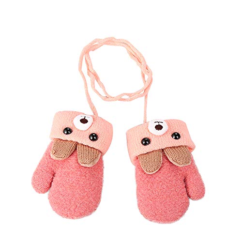 Kinder Winter Handschuhe Fäustlinge Baby Cartoon Fausthandschuh Halshandschuhe Dicke Doppelt Strickhandschuh mit Plüsch,0-3 Jahre alt, Spielen, Laufen, Skifahren Bedarf, Orange, Einheitsgröße von JIAHG