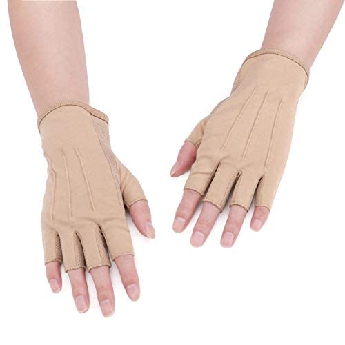 JIAHG Sommer Halbfinger Handschuhe Baumwolle Fahrradhandschuhe Kurz Spitzenhandschuhe Sporthandschuhe Anti-Rutsch, Anti-UV Schutz, Dünn Sonnenschutz Fäustlinge Gloves für Fahren Golf Radfahren von JIAHG