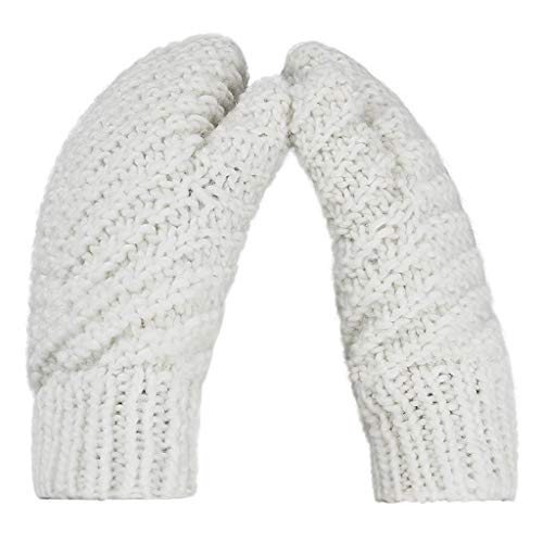 JIAHG Super Dicke gestrickt Handschuhe Damen Mädchen Fäustlinge Winterhandschuhe Fausthandschuhe Sporthandschuhe, Weiß, Einheitsgröße von JIAHG