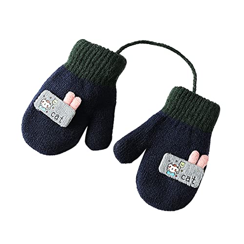 JIAHG Unisex Kinder Fäustling Baby Winter Handschuhe Gloves Fausthandschuhe Halshandschuhe Dicke Warm Strickhandschuhe Kinder Skihandschuhe Laufhandschuhe mit schnur von JIAHG