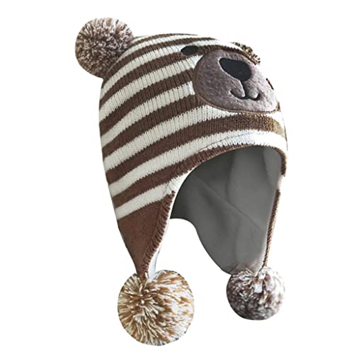 Winter Babymütze Kindermütze Warm Strickmütze Earflap Hut Kappe Cap Cartoon Bommelmütze Beanie Mütze Schlupfmütze für 2-5 Jahre Kinder(52-54CM)… von JIAHG