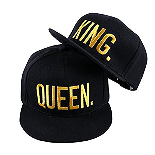 JIAJIA YL Baseballmütze Für Liebhaber Paare Bestickte Rapper Cap -Snapback King/Queen verfügbar 2 Stück (Glod) von JIAJIA YL