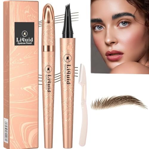 Augenbrauenstift Wasserfest,3D Magischer Augenbrauenstift Dunkelbraun Eyebrow Pencil mit 4 Gabelspitze Applikator,Brow Pencil Erzeugt Natürlich Aussehende Brauen (color-H) von JIAJIAYI